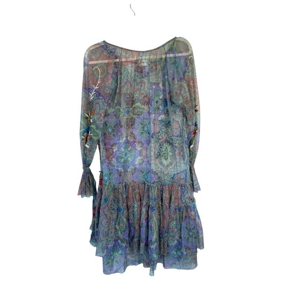 JOHNNY WAS Biya Wilde Mesh Dress Embroidered Boho Size XS Petite Floral Fall - Picture 4 of 15